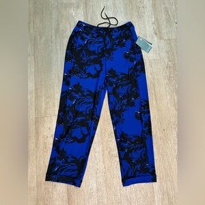 LYSSE BLUE FLORAL CUFFED ANKLE PANTS SIZE S